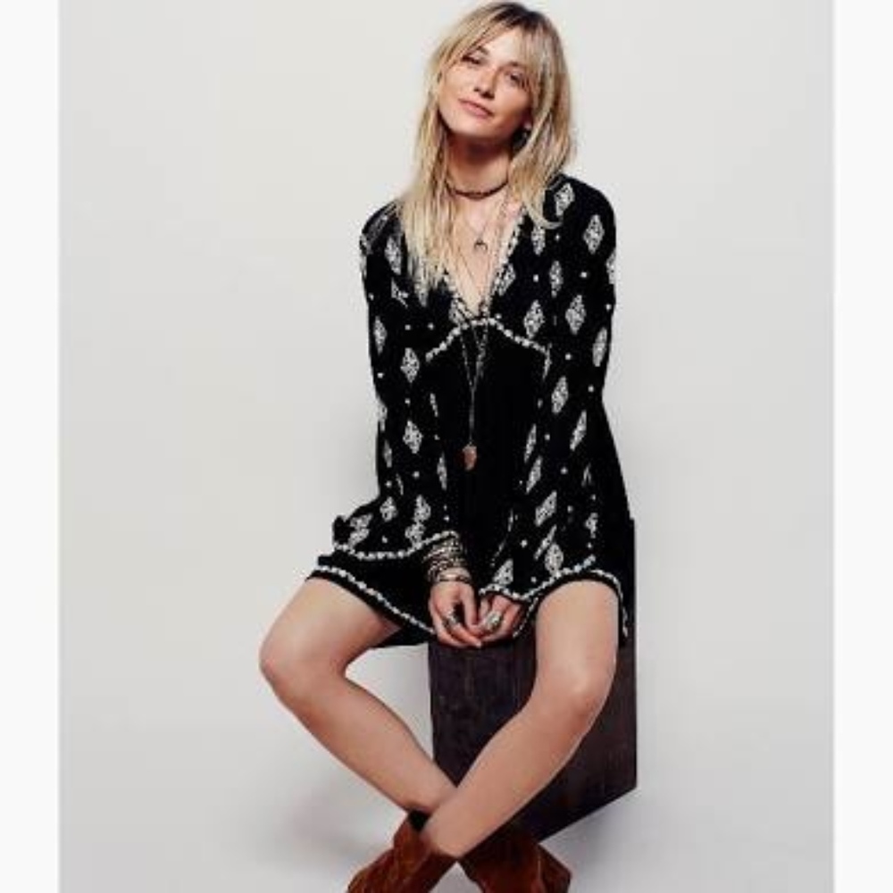 Free people diamond embroidered swing shirt